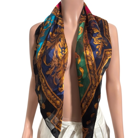 WORTH Women’s Elegant Silk Gold Detailing Scarf - Picture 2 of 14